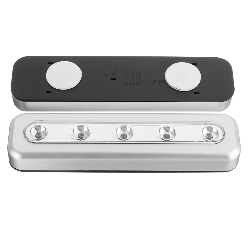 2Pcs Self Adhesive LED Bar Lights 5 LED Push Night Strip Lights LED