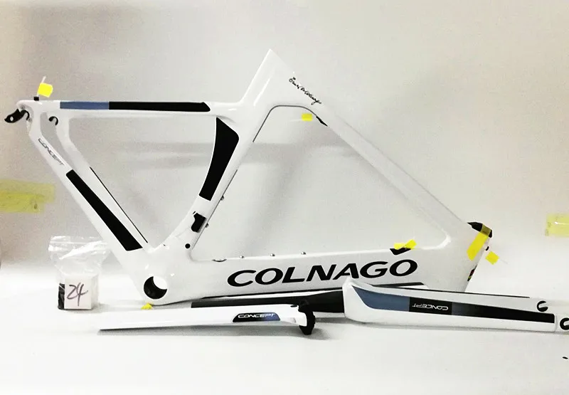 Top white black Colnago Concept carbon frame BB386 double-pivot brake T14 color carbon road bicycle frameset 1