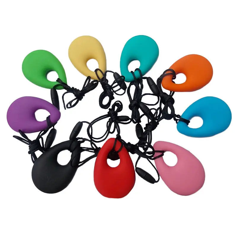

Teeth Care Baby Chewy Necklace Teething Toy Cute Safety Mom Pendant Food Grade Silicone 4 Color Round Mothers Wearing Training