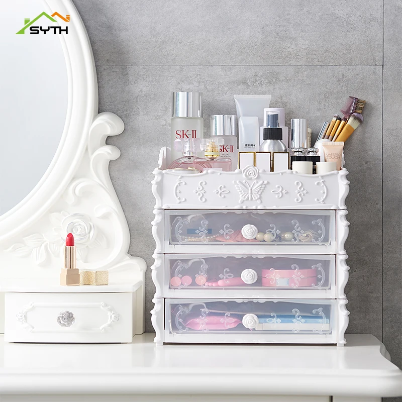 

Plastic Cosmetic Container Desktop Cosmetic Organizer Makeup Storage Boxes Jewelry Nail Holder Home Desktop Sundry Storage Case