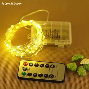 

5m copper Wire Battery LED String Light with Remote Controller Wedding Christma Party Holiday Halloween Decoration light