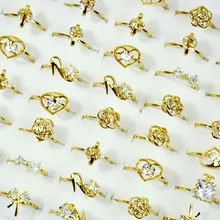50 шт смешанный стиль мода циркон золото женское кольцо женский Анель ювелирные изделия много Высокое качество LR4101