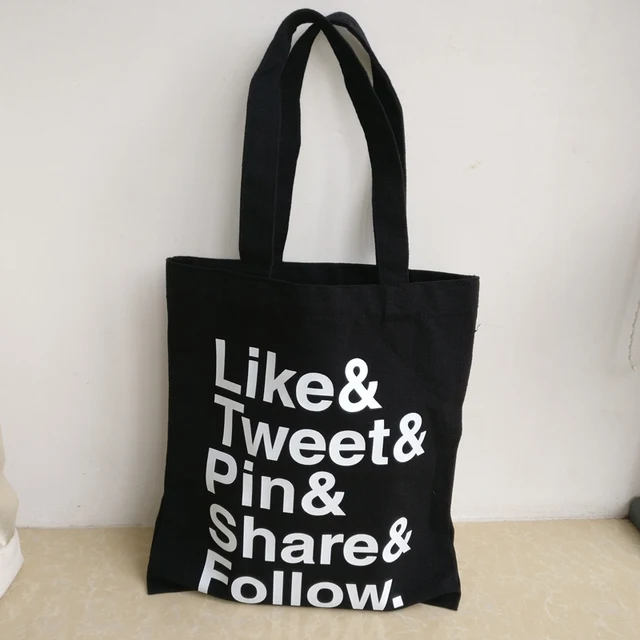 Whole 300pcs Lot 31hx36cm Custom Printed Logo Black Cotton Whole 300pcs Lot 31hx36cm Custom Printed Logo Black Cotton Canvas Ping Bags Reusable Grocery