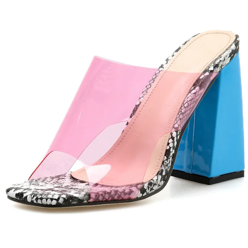 Fashion Pvc Jelly Sandals Crystal Open Toed Sexy Thin Heels Crystal Women Transparent Heel Sandals Slippers Pumps for Dropship