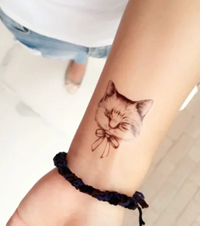 (Минимальный заказ $0.5) Водонепроницаемый временные татуировки хна поддельные флеш-тату наклейки Taty Tatto прекрасный кот sya050