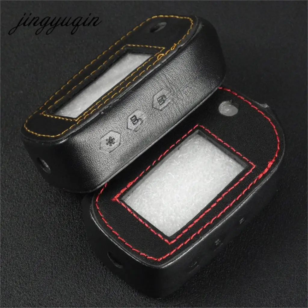 

jingyuqin for Starline A91 A61 B9 B6 Flip Folding LCD Car Alarm Remote Controller Keychain Leather Case Fob Key Cover