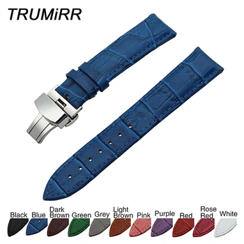 

22mm Genuine Leather Watch Band Butterfly Buckle Strap for Samsung Gear S3 Classic Frontier Garmin Fenix Chronos Wrist Bracelet