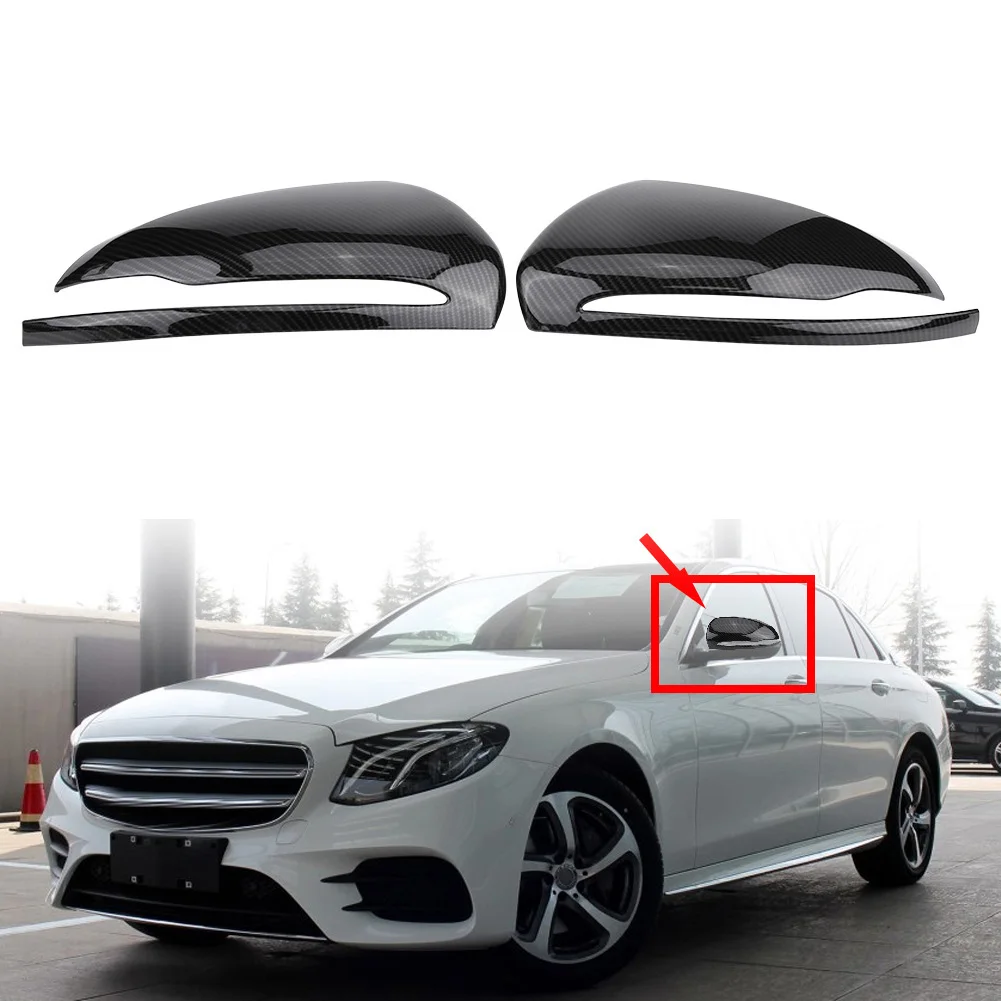 

1 Pair Car Auto Carbon Fiber Side Rearview Mirror Cap Cover Trim for Mercedes Benz C/E/GLC/S Class W205 W213 X253 W222