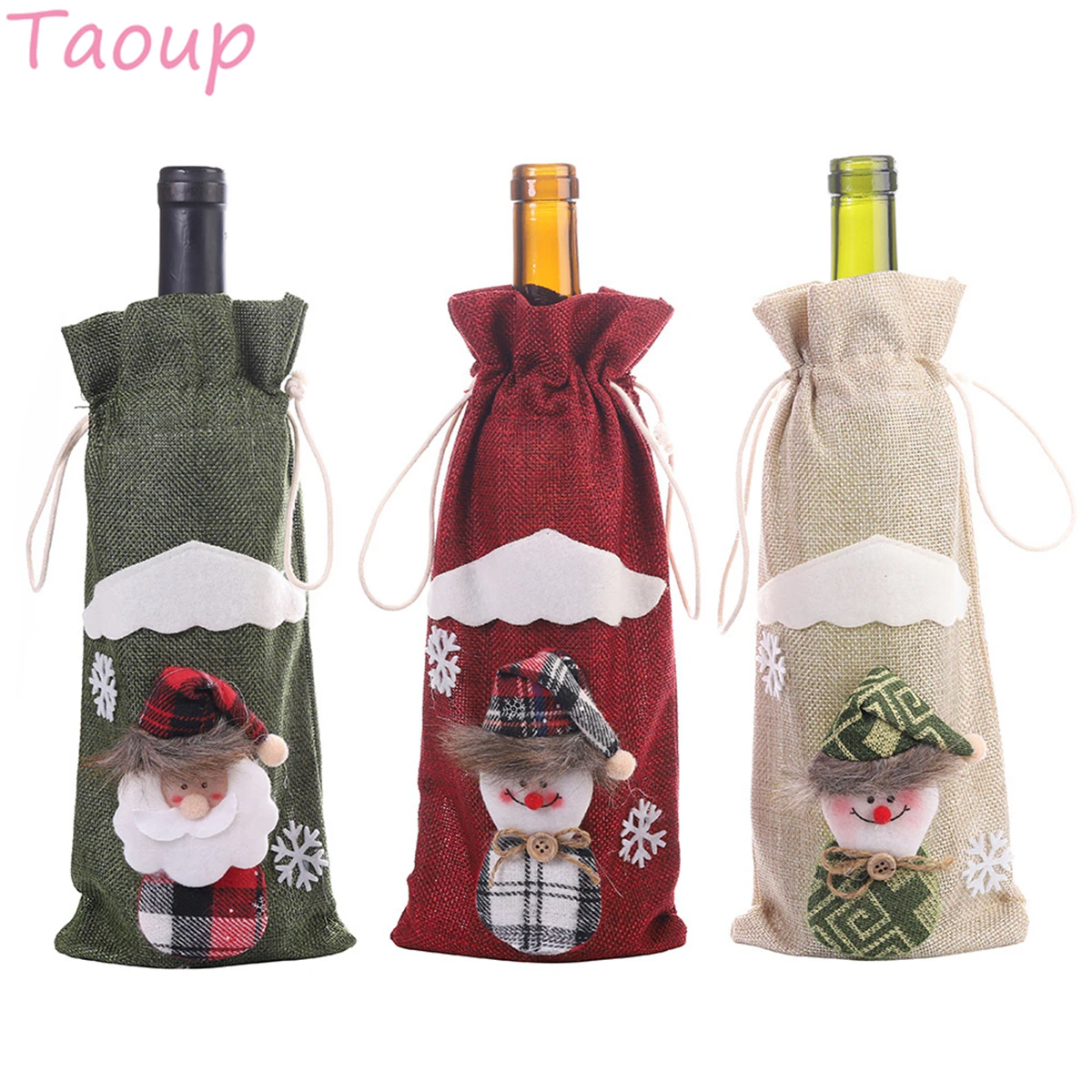 

Taoup 1pc Santa Claus Christmas Wine Bottle Cover Christmas Gift Boxes Holder Noel 2019 New Year Decor Navidad Party Tableware