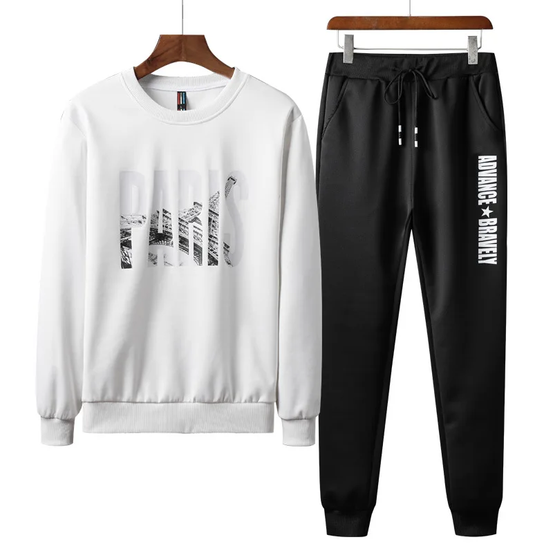 Tracksuits Men 2PC Outwear Sporting suits Male Hooded Sweatshirts+Pants Letter Print Hoodies Plus Size Moleton Masculino 2019