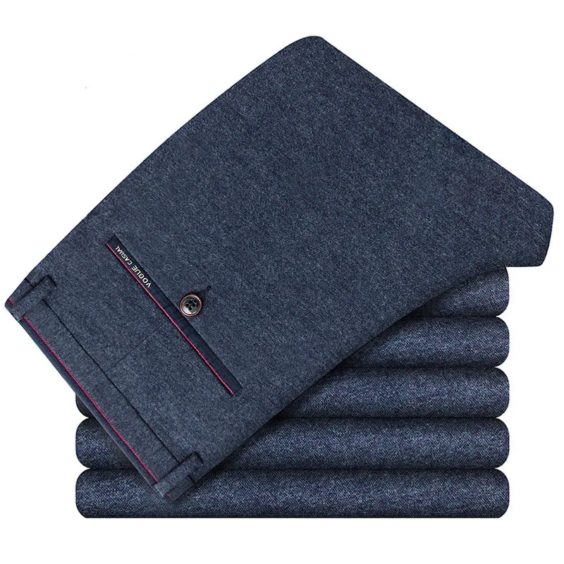 

2019 Spring Non-Iron Dress Men Classic Pants Fashion Business Chino Pant Male Stretch Slim Fit Elastic Long Casual Black Trouser