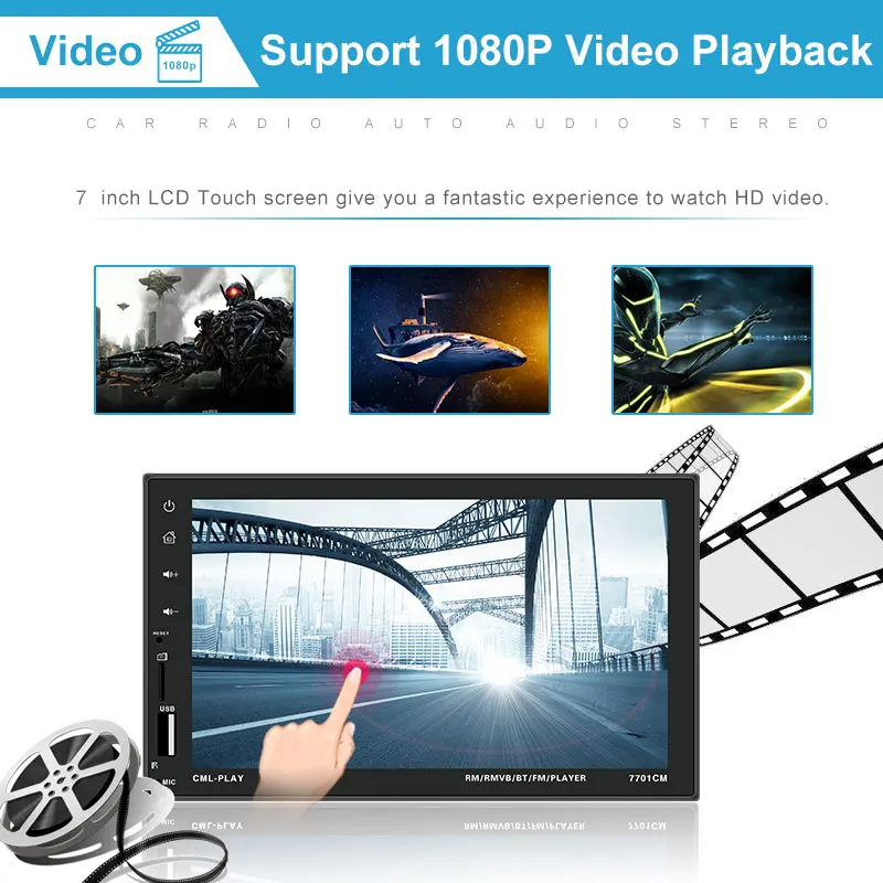 Автомобильный радиоприемник 2 Din HD 7 &quotсенсорный емкостный экран Bluetooth