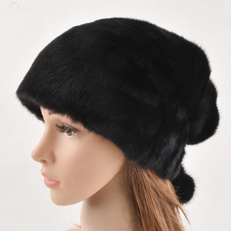 Новая натуральная полностью из норки меховая шапка с натуральным мехом шапки женские зимние шапки хорошего качества рождественские