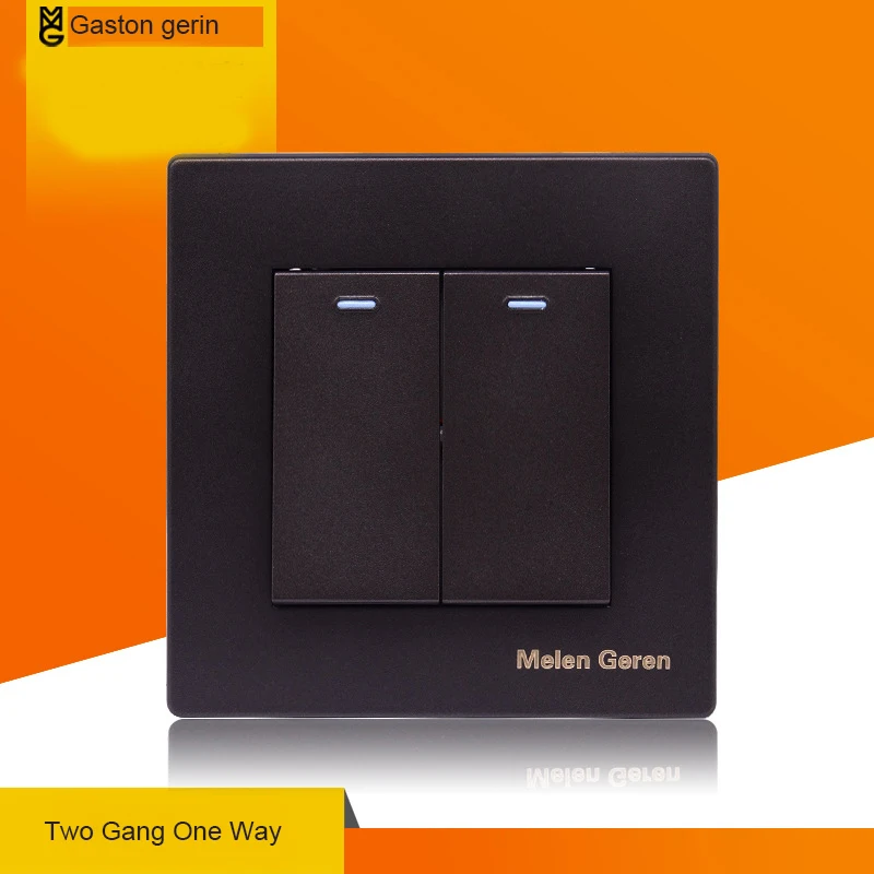 

Luxury 2 Gang 1 Way Push Button Wall Light Switch With Black Plastic Panel Flame Retardant Home Wall Switch 1 Gang 2Way 16A 220V