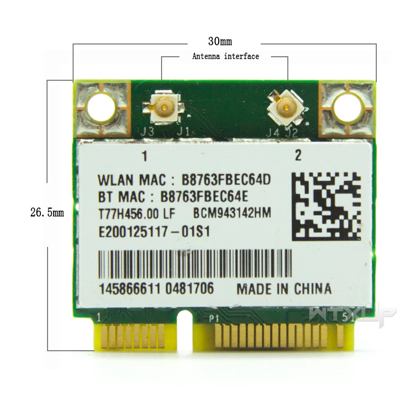 lan card Broadcom BCM943142HM BCM943142 150Mbps Mini PCI-E Wireless Wlan Card 802.11b/g/n WIFI Bluetooth 4.0 PC Adapter wifi card