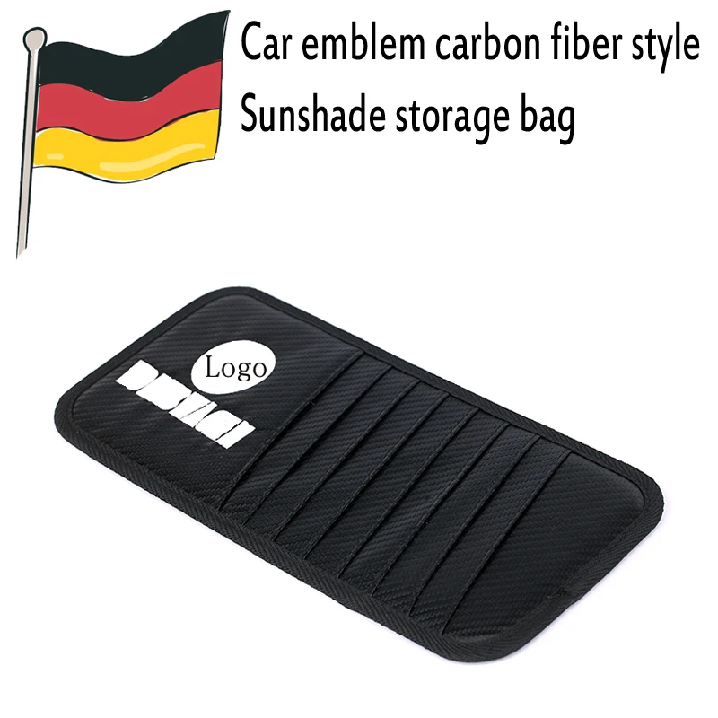 

Exquisite embroidery German car emblem Carbon fiber sunshade storage bag for bmw volkswagen mercedes benz audi accessories