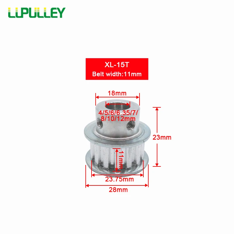 LUPULLEY синхронное колесо XL 15 т 15 зубы 4/5/6/6,35/7/8/10/12 мм диаметр Алюминий зубчатый шкив 11 мм Ширина для станка с ЧПУ Запчасти