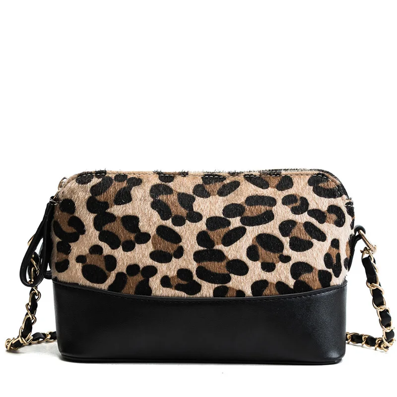 

Women Plush Lether Shoulder Bag Fashion Small Messenger Crossbody Bags Famous Brand Leopard Print Chain Bag Winter Handbags New
