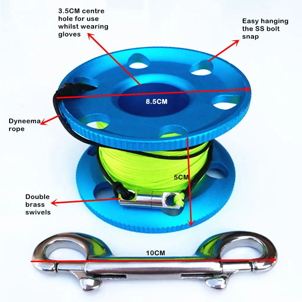 Scuba Diving 4FT Visibility SMB Surface Marker Buoy Diver Below Safety Signal Tube + Finger Spool Reel Line + Survival Whistle