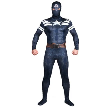 

Captain America Zentai Bodysuit Lycra Superhero Costume For Halloween Cosplay Costume with Open Eyes