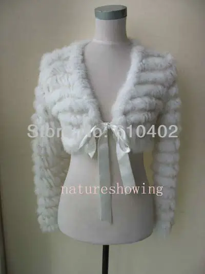 Free shipping New style Real rabbit fur knitted coat jacket Short jackets white