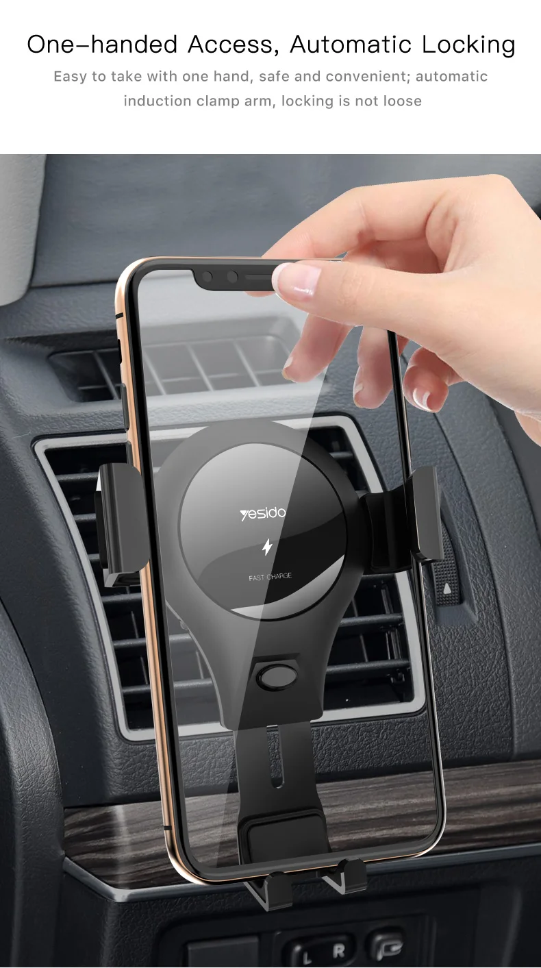 Car Qi Wireless Fast Charger Gravity Car Phone Holder Stand (6)