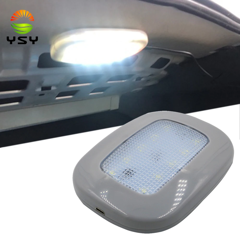 

YSY Universal USB Rechargeable White/Ice Blue LED Car Reading Light Interior Roof Doom Lamp Magnetic LED Car Styling Night Light