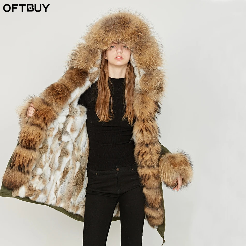 OFTBUY/парка меховое пальто 2021 Длинная зимняя куртка для женщин большой натуральный