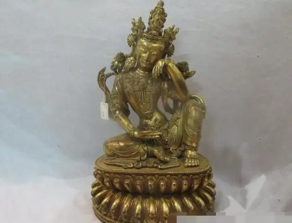 

S02634 Tibet Buddhism 100% Bronze 24K Gold freedom Kwan-Yin Guan Yin Buddha Statue (B0328)