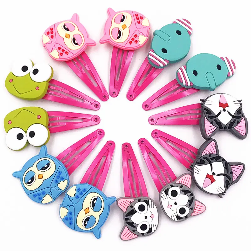 

1lot=12PCS Frog Owl Chi's Cat Elephant Animal Hairpins Girls Hair accessories Hair Clips Barrette Hair tie Hair holder Kids gift