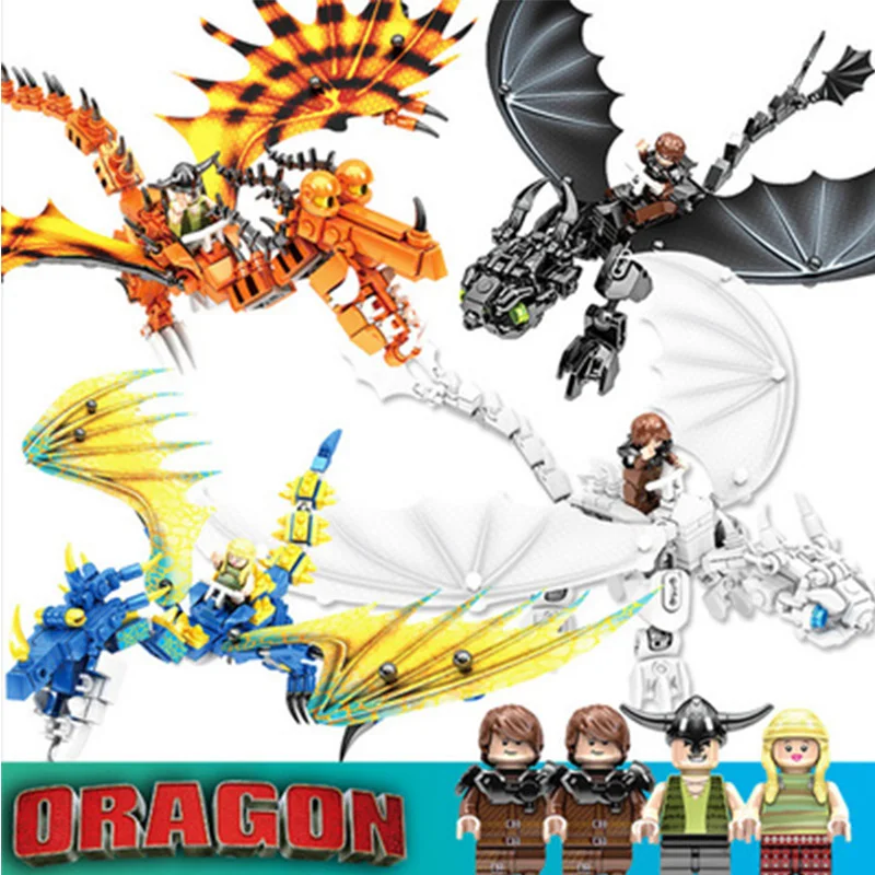 

4pcs How To Train Your Dragon 3 Toothles Night Fury light Fury Master Toys building block Bricks Birthday Present For kids gift