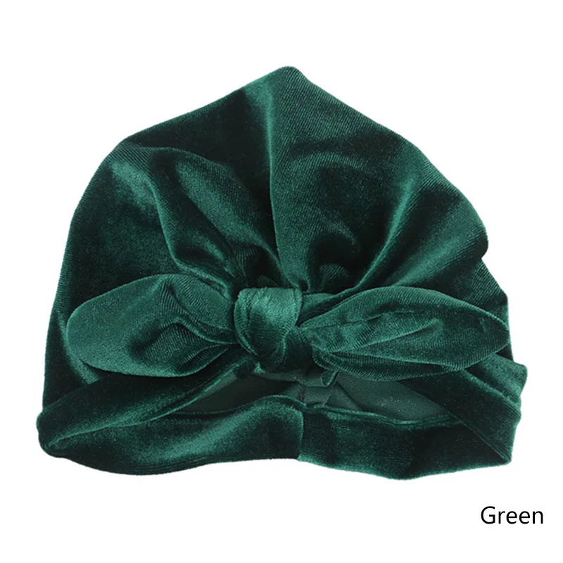 REAKIDS/детская шапка, детский Чепчик для новорожденных, новинка, весна-осень, детская хлопковая шапка с ушками, шапка с бантом для мальчиков и девочек, унисекс, одноцветная шапка s - Цвет: Green