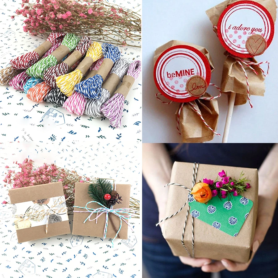 

5Pcs/lot 10M DIY Twisted Paper Raffia Craft Favor Gift Wrapping Twine Rope Thread Scrapbooks Invitation Flower Decoration