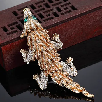 

Blucome jewelry Big Size crocodile Animal Brooch Pins For Women Punk Bijoux Fashion Hats Accessories Men Brooches Hijab Pins