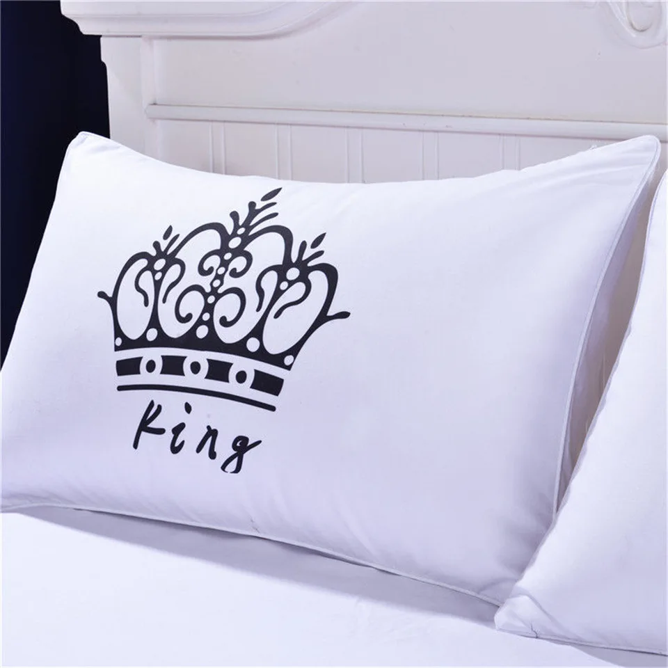 Latest Luxury Crown King Queen White Decorative Pillow Case Cover Couple Gift Couple One Pillows ...