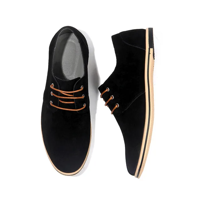 Merkmak/Большие размеры 38-50; обувь из натуральной кожи; мужская повседневная обувь; Элегантные замшевые Мужские модельные туфли на шнуровке; обувь в деловом стиле - Цвет: Black Oxfords