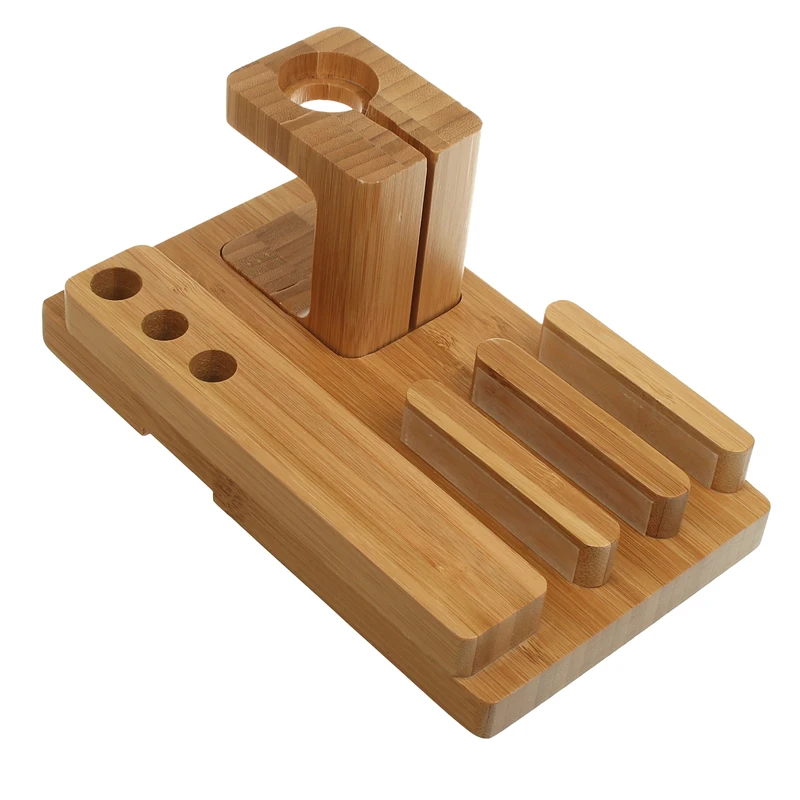  Desktop Mobile Phone Holder Stand for iPad Tablet Bracket Real Bamboo wood Charging Stand for Apple
