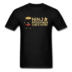 Ниндзя программист Новый дизайн комиксов футболки Crewneck Лето 100% хлопок короткий рукав Топ футболки для мужчин Забавные футболки