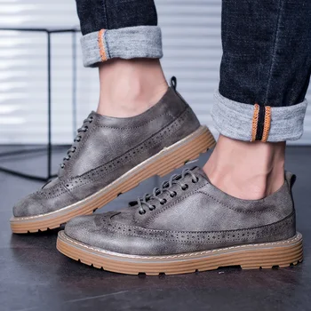 

Retro Casual Business Mens Leather Shoes Thick Bottom Pattern Brock Mens Comfortable Shoes Zapatos De Hombre Sneakers Men