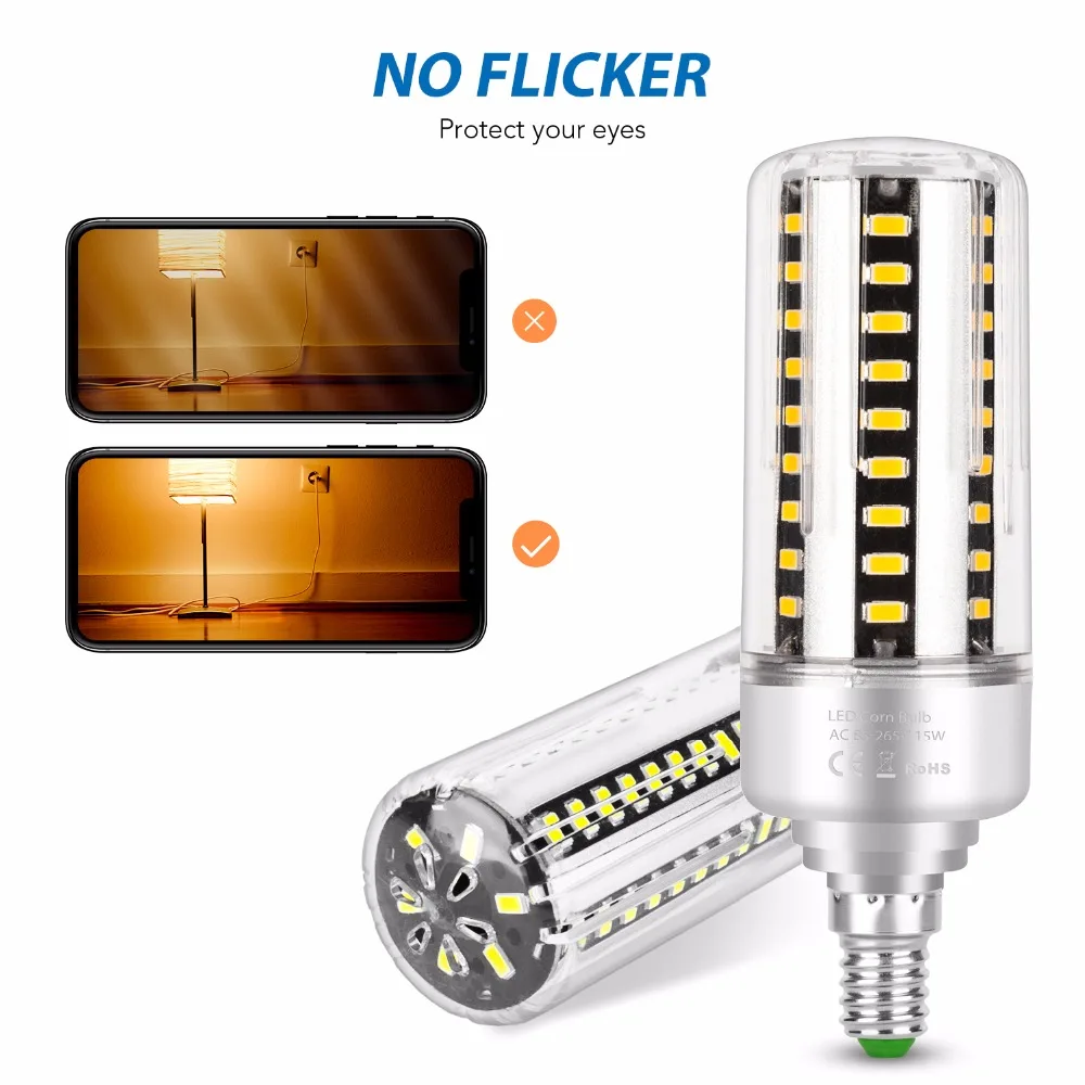 Светодиодная лампа для кукурузы E27 5736 Led E14 220 в AC85 ~ 265 В умный IC алюминиевый 110