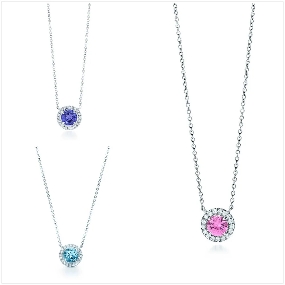 

TIFF sterling silver 925 classic logo charm silver pink blue circular single zircon earrings ladies fashion jewelry gifts