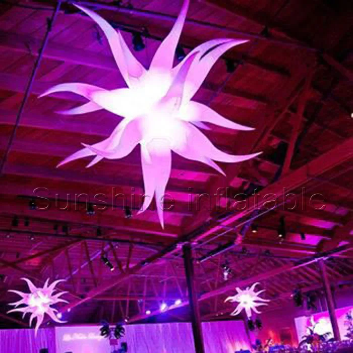 

Custom colorful event decoration 2.5m giant twisted inflatable LED star with multiple spikes