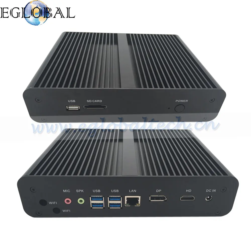 Eglobal New Fanless Mini PC Windows 10 TV Box Intel Core i7 7500u HD GPU 620 4K DP HDMI HTPC Computador WiFi Bluetooth SD Card