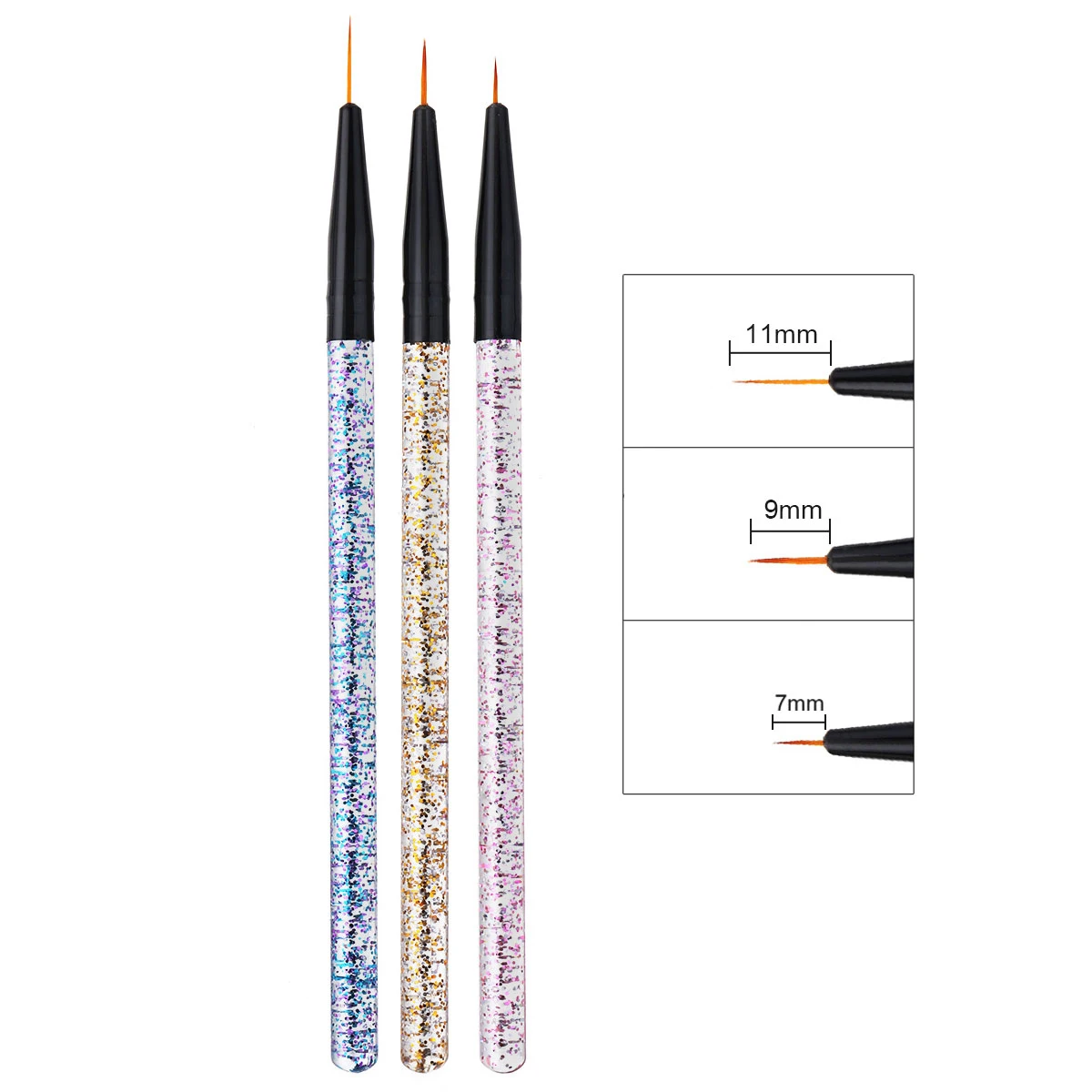 

3pcs/set Liner Painting Pen 3D Tips DIY Acrylic UV Gel Brushes Drawing Flower Line Grid French Design Manicure Nail Art PenTools