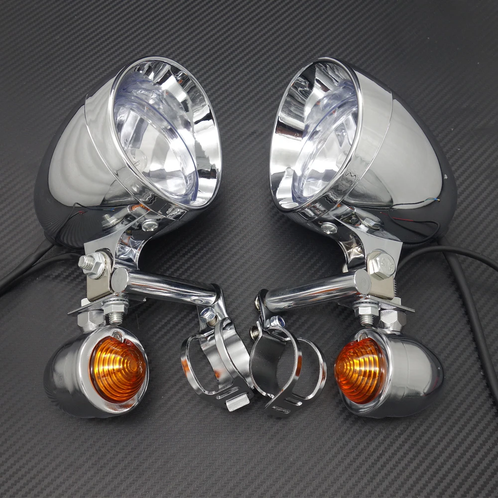 

ZORBYZ Motorcycle Chrome Turn Signal Driving Passing Spot Fog light Bar For Harley Honda Touring Chopper Custom