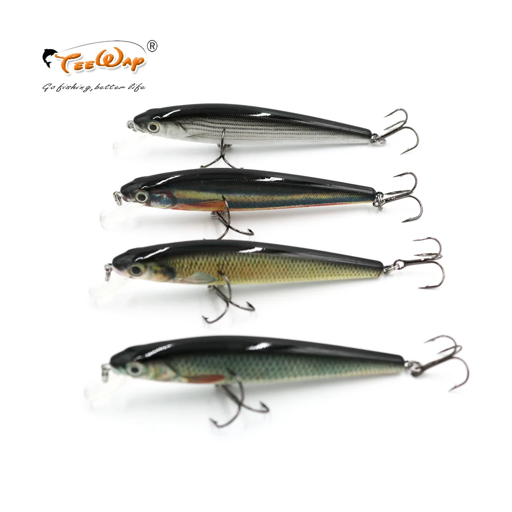

Teeway 1Pcs/Lot 11 cm 12g Fishing Lure Minnow Hard Bait with 2 Fishing Hooks Fishing Tackle Lure 3D Eyes New Product