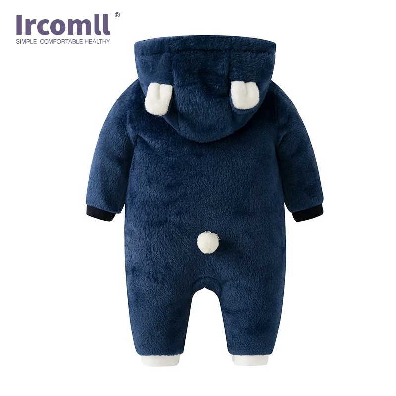  Ircomll New born Baby Rompers Autumn Winter Warm Soft Bear Lining Fleece Climbing Clothes For Boys 