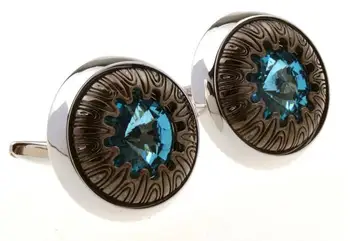 

10pairs/lot Vintage Blue Crystal Cufflinks Retro Pattern Cuff Links Cuff Button Men's Jewelry Accessory Business/Wedding Gift
