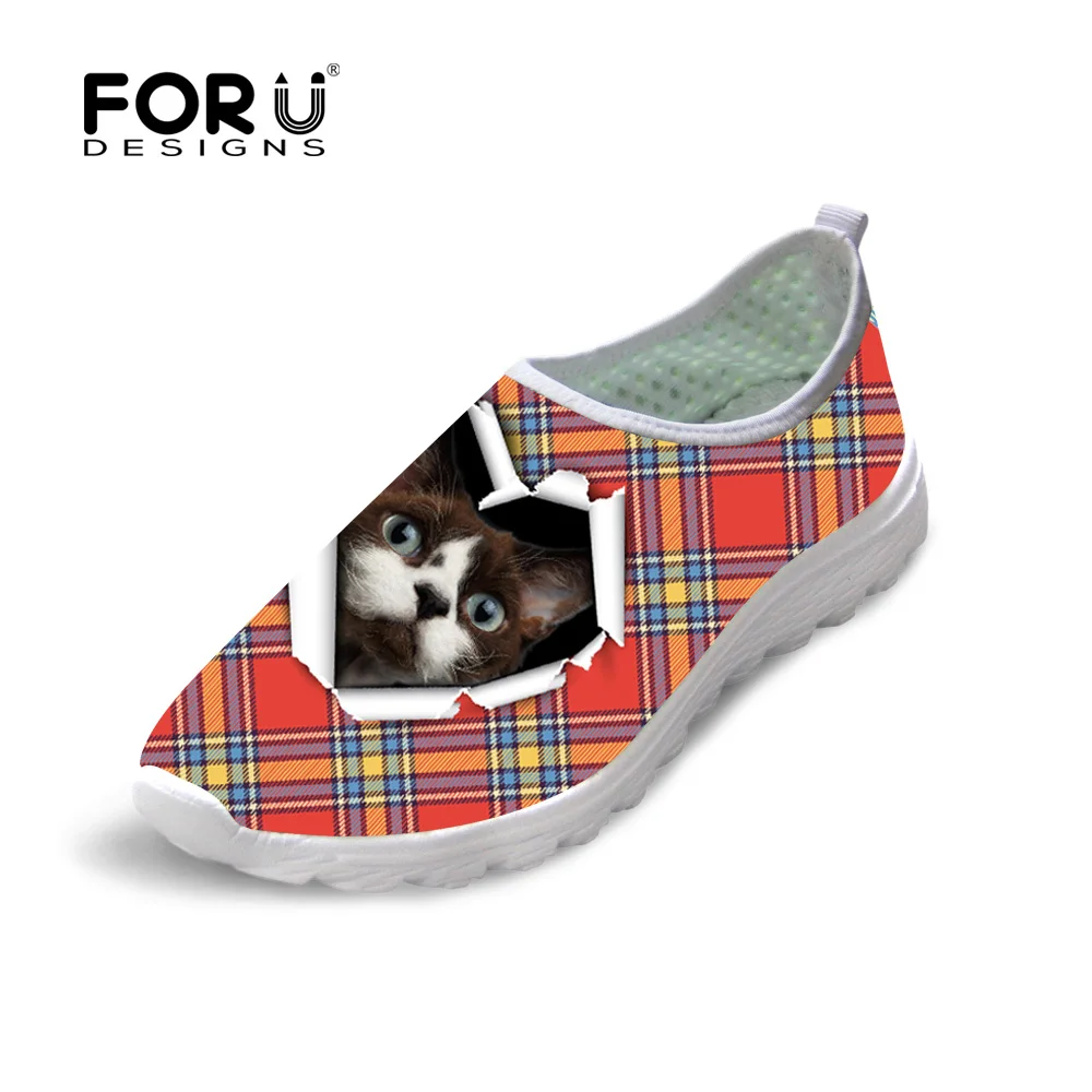 

FORUDESIGNS Casual Mesh Flats Women Shoes Cute Animal Cat Dog Print Spring Summer Slip-on Shoes Woman Ladies Beach Water Shoes
