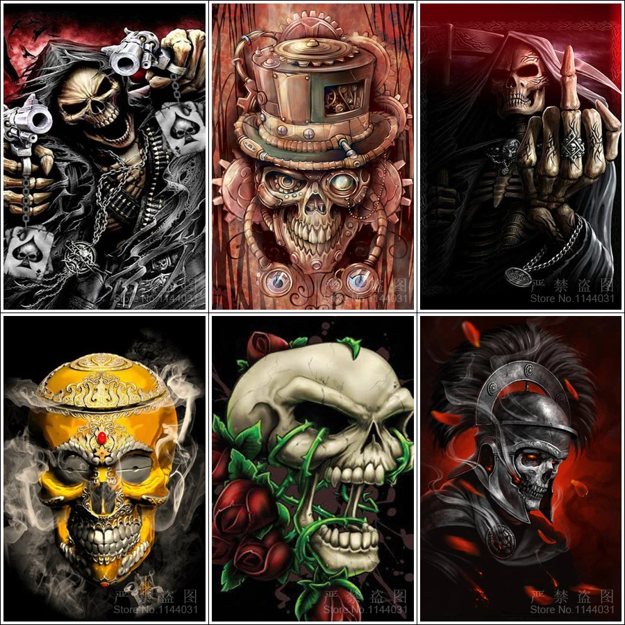 

5D DIY Diamond Painting Skull Admiral and Gold Full Square Diamond Embroidery Mosaic Cross Stitch Kit Set Home Decor Needlework